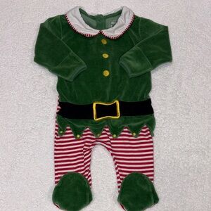 JoJo Maman Bebe Green & Red Elf One-Piece 3/6m unisex